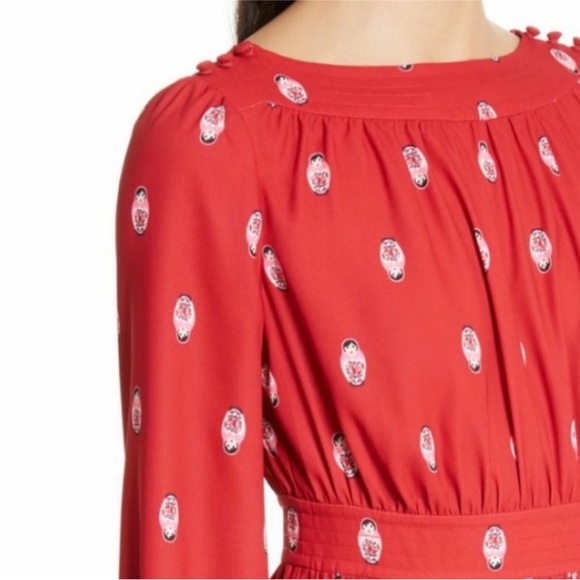 Kate Spade Ooh La La Russian Nesting Dolls Ruffled Dress in Charm Red - Picture 3 of 13